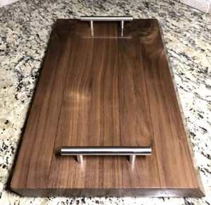 100% Plateau de service en bois d'acacia écologique de qualité supérieure avec poignée en métal Antique fait à la main - Product Image 3