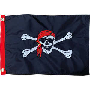Bandera Pirata Roja con Diseño de Sombrero y Barco, 12x18 Pulgadas, Hecha en EE. UU., Bordado Jolly Roger, con 2 Ojales de Latón, Resistente - Product Image 5