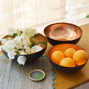 ชามทองแดงขนาดใหญ่ทรงกลมสำหรับใส่อาหารและผลไม้เครื่องใช้ในบ้านและเครื่องครัวอุปกรณ์รับประทานอาหารชามเสิร์ฟอาหารในอินเดียดีไซน์โบราณ - Product Image 6