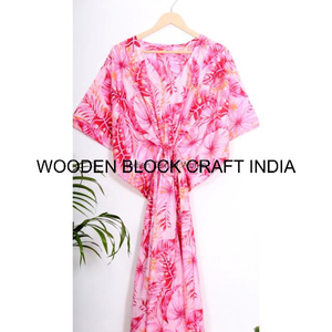 Vêtement de nuit pour femmes, robe ample, caftan indien en coton pour femmes, caftan long imprimé à la main en coton - Product Image 6