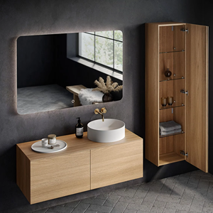 Meuble-lavabo double en bois contreplaqué sur pied, entièrement assemblé, style personnalisé, fabriqué sur mesure par JY Project, Vietnam. - Product Image 2