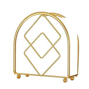 Elegante servilletero de metal de calidad superior, varios diseños y tamaños para bodas, hoteles y eventos, soporte de tejido dorado - Product Image 5