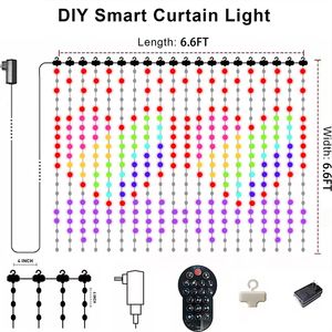 Smart RGB luci della stringa della tenda 400 LED impermeabile finestra personalizzata App di controllo su misura regolazioni del Design - Product Image 3