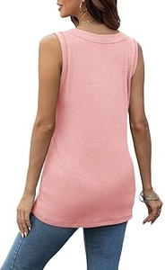 Breathable OEM Wholesale Custom V Neck Sleeveless Short Tank <b>Top</b> Women Activewear Summer Beach Loose Eco-Friendly Tank <b>Tops</b> - Product Image 6