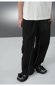 Trending Unisex Reflective Stripped Track Pants Designer Style <b>Loose</b> Fit Street Style Baggy <b>Trousers</b> <b>for</b> <b>Men</b> Custom Design Pant - Product Image 3