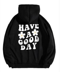 Sweat à capuche surdimensionné pour femme de qualité supérieure Slogan lettre graphique sweat à manches longues pull esthétique avec poches kangourou - Product Image 1