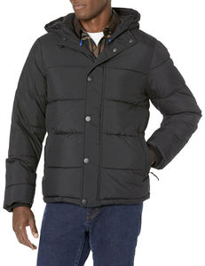 Blouson bombardier d'hiver noir coupe-vent coupe-vent d'hiver chauffant à capuche avec poche et logo personnalisé produit fini pour homme taille XL - Product Image 4