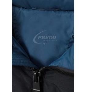 Blouson matelassé à capuche bleu et noir pour homme, chaud, pour l'automne, personnalisable (couleurs et logo avant) - Product Image 3