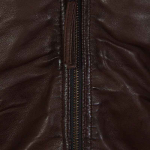 Wholesale Men's <b>Genuine</b> <b>Leather</b> <b>Jacket</b> with Stand Collar Front Logo Waterproof & Breathable High Street Style Zipper Closure - Product Image 5