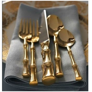 Ensemble de couverts en acier inoxydable de luxe de haute qualité, écologiques, avec logo personnalisable, pour mariage, hôtel, dorés - Product Image 6