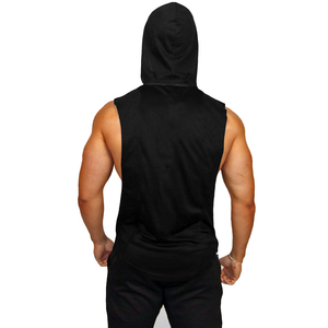 Vente en gros de débardeur à capuche pour hommes sans manches chemise musculaire à séchage rapide gilet d'entraînement OEM logo personnalisé - Product Image 4