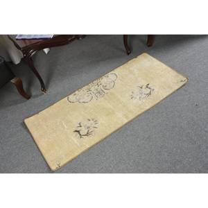 Alfombra de lana negra amarilla clásica de 1,6x3,9 pies de área grande, respaldo de látex con patrón abstracto rectangular turco para sala de estar, alfombra modelo - Product Image 2