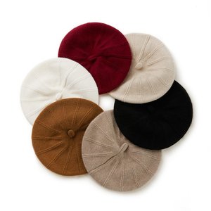 Femme Fille Béret Artiste Chaud Laine Bonnet d'Hiver Casquette Vintage Plain Beret Chapeaux Solid Color Elegant Lady Winter Caps - Product Image 1