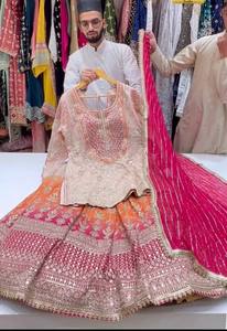Designer élégant broderie séquence travail indien pakistanais haut Lehengas Dupatta ensemble traditionnel élégant porter pour les fêtes - Product Image 6