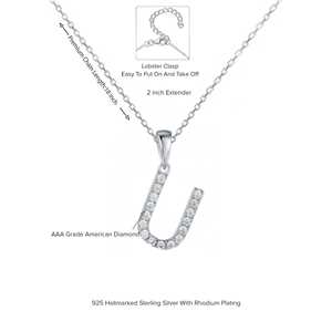Diamantes americanos Trendy U Inicial 14K Oro Rodio Circón de agua dulce Geométrico Oro Rosa Plata Fino Colgante Collar Cristiano - Product Image 4