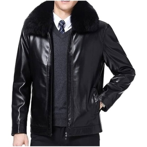 เสื้อแจ็คเก็ต/โค้ทหนังแกะทำมือ บุด้วยขนแพะแท้ อุ่นสบายสำหรับผู้ชายในฤดูหนาว - Product Image 5