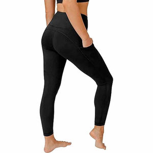 Online Best Selling Women <b>Leggings</b> New Solid High <b>Waist</b> Ankle-Length Yoga Wear Durable Customizable Polyester Spandex <b>Low</b> Price - Product Image 1