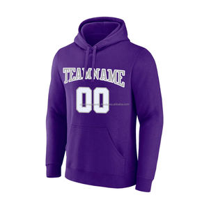 Sweat-shirt d'équipe personnalisé avec le nom et le numéro du joueur, en molleton de coton violet pour homme, pull sportif personnalisé, écologique - Product Image 2