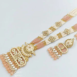 JOYERÍA DE COBRE TRADICIONAL Y DE MODA INDIA CONJUNTO DE JOYERÍA DE BODA NOVIA PARA MUJER CONJUNTO DE PENDIENTES Y COLLAR - Product Image 1