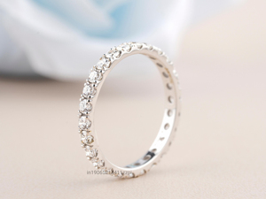 แหวนเพชรซ้อนสีทองสำหรับผู้หญิงเหมาะสำหรับเป็นของขวัญวันครบรอบวันแต่งงานแบบเต็มรูปแบบใช้ในห้องปฏิบัติการที่เป็นมิตรกับสิ่งแวดล้อม - Product Image 4