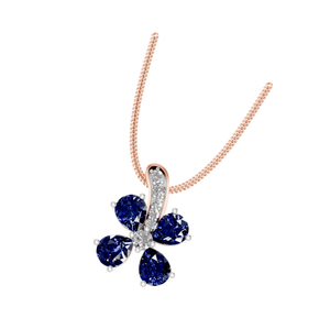 Elegante colgante de zafiro en forma de flor, fianza con tachuelas de diamantes, oro rosa, ajuste de Metal precioso fino, colgantes finos naturales - Product Image 1