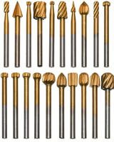 Ensemble de 20 pièces : fraises rotatives en carbure de titane à tige allongée de 40 mm (pour la sculpture sur bois, le dégrossissage et le polissage)