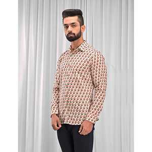 Chemise décontractée 100 % coton imprimée pour homme, motif floral à pois, manches longues, tissu popeline Oxford, chemises habillées ODM tendance - Product Image 5