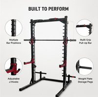 Rack de musculation Smith avec barre de traction multi-positions et crochets en J pour entraînement de force à domicile