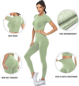 Ensemble de fitness pour femmes actives, taille haute, qualité supérieure, OEM personnalisé, vente en gros, leggings de yoga extensibles à taille élastique - Product Image 4