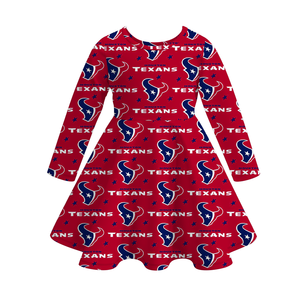 Baby Kids Girl Winter Spring Football Game Soft Bamboo Saints 49ers Steelers Twirl Dress su misura abbigliamento per bambini - Product Image 2