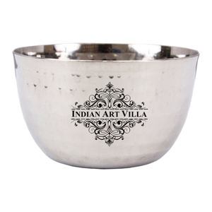 Cuenco de servicio de diseño martillado de acero inoxidable IndianArtVilla para el hogar, hotel y restaurante - Product Image 2
