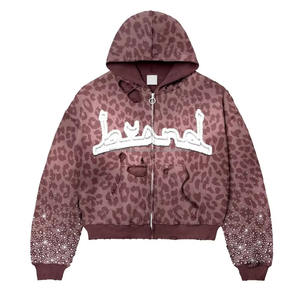 Sweat à capuche Boxy vintage personnalisé avec strass et logo brodé 100% coton Streetwear pour l'hiver - Product Image 1