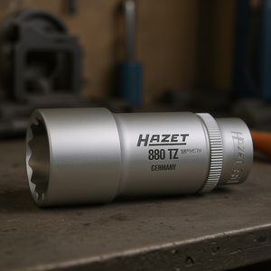 Hazet 3/8'' Long Metric Square <b>12</b>-<b>Point</b> <b>Socket</b> with Traction Profile - Product Image 3