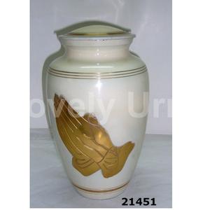 Diseño grabado Urna blanca para adultos Urna funeraria de cremación de latón para cenizas humanas - Product Image 1