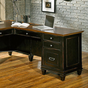 Django L-Shaped Executive Computer <b>Desk</b> with <b>Drawer</b> Engineered Wood Workstation - Product Image 2