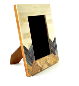 Cadre photo carré vintage fait main personnalisé, design en incrustation d'os de haute qualité, décoration d'intérieur, artisanat en forme de croissant - Product Image 2