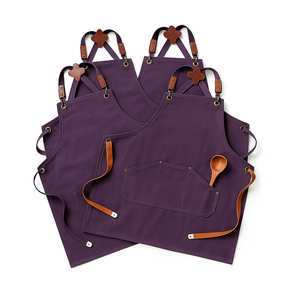 Tablier de cuisine personnalisé en cuir et toile, tablier en coton, tablier de bar, de restaurant, de café avec poches - Product Image 5