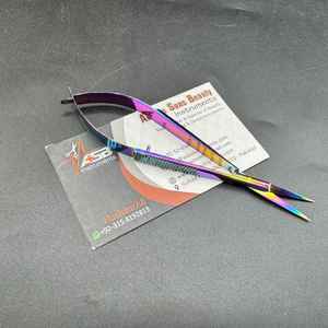 Pince à épiler à sourcils arc-en-ciel de haute qualité avec logo personnalisé Pince à épiler à sourcils pointu en acier durable Pochette à ciseaux incluse - Product Image 6