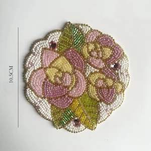 Posavasos con cuentas más preciado, diseño multicolor con forma Floral, bordado a mano, por artesanos expertos, conjuntos de posavasos con cuentas - Product Image 6