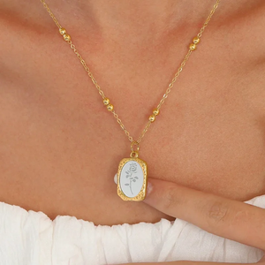 Top Selling 304 Stainless Steel Pendant <b>Necklace</b> with 18K <b>Gold</b> Acrylic Diamond <b>Pearl</b> Inlay Rope Chain Type Wholesale Jewelry - Product Image 4