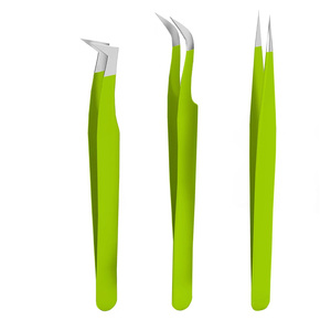 Ensemble de pinces à épiler cosmétiques en acier inoxydable avec logo personnalisé, pointe incurvée pour les cils, haute qualité, prise parfaite, accessoires de beauté et de maquillage - Product Image 1