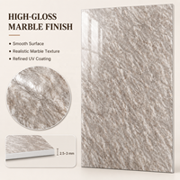 Panneau mural décoratif en PVC MORLENX, texture rocheuse marron gris, pour revêtement mural intérieur commercial