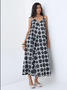 Bombay Paisley ชุดเดรสทรงเอผ้าฝ้ายลายนามธรรมสีดำ - Product Image 1