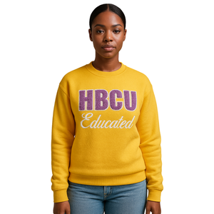 HBCU-Sudadera Dorada de Cuello Redondo con Bordado de Chenilla, Suéter de Moda con Logotipo Personalizado, Divine Nine Apparel Griego - Product Image 1