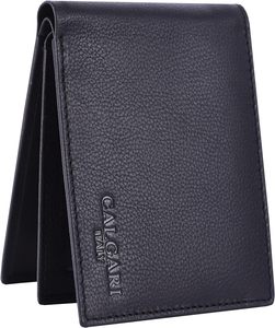 Cartera de cuero genuino RFID elegante para hombre plegable hecha a mano con ventanas, cartera decorativa para hombre con caja de regalo - Product Image 4