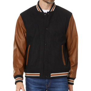 Elegantes chaquetas Varsity transpirables cuello redondo cuello personalizado Logo impresión manga completa chaqueta de béisbol universitario para hombres - Product Image 4