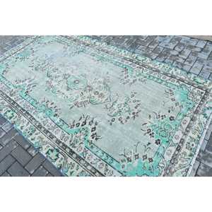 Alfombra Turca, Alfombra Vintage de 5.2x8.9 pies, Alfombra de Lana con Rayas Azules - Product Image 4