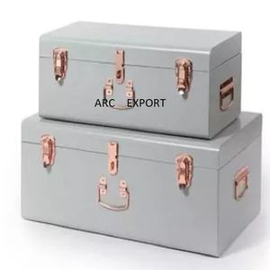 Boîtes de rangement fantaisie décoratives dernier design avec poignées en cuivre poli Grande boîte de rangement décorative de luxe - Product Image 5