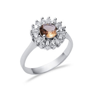 12mm corte redondo sultanita Baguette CZ piedra racimo anillo 925 anillo de plata esterlina venta al por mayor joyería turca - Product Image 3