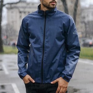 100% Polyester Spandex Waterproof Rain Jackets Men <b>Windbreaker</b> Rain Long Coat Men's Zipper Wind Breaker Jacket Mens - Product Image 6